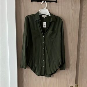 LOFT Olive Button Down Shirt
